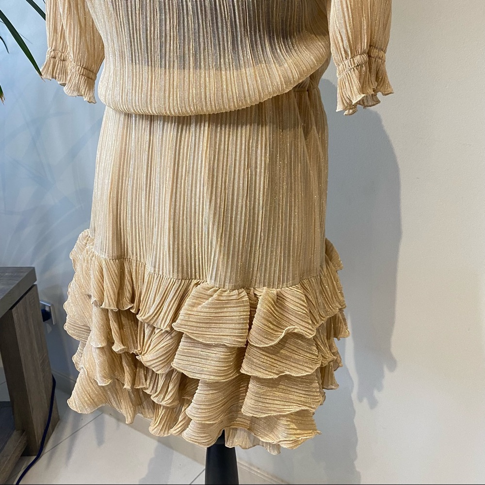 Just Cavalli Gold Ruffle Mini Dress Size 44 - Picture 17 of 17